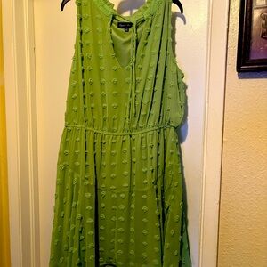 Vibrant Green Textured Sleeveless Dress